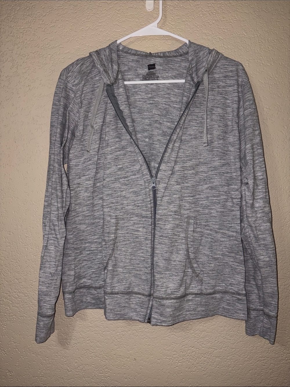 Hanes Gray Marled Full-Zip Hoodie
